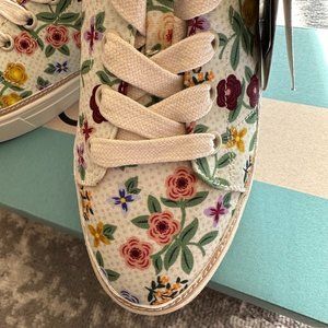 Toms "Alex" Natural Autumn Floral Organic Cotton Sneakers NEW with Box/Tags